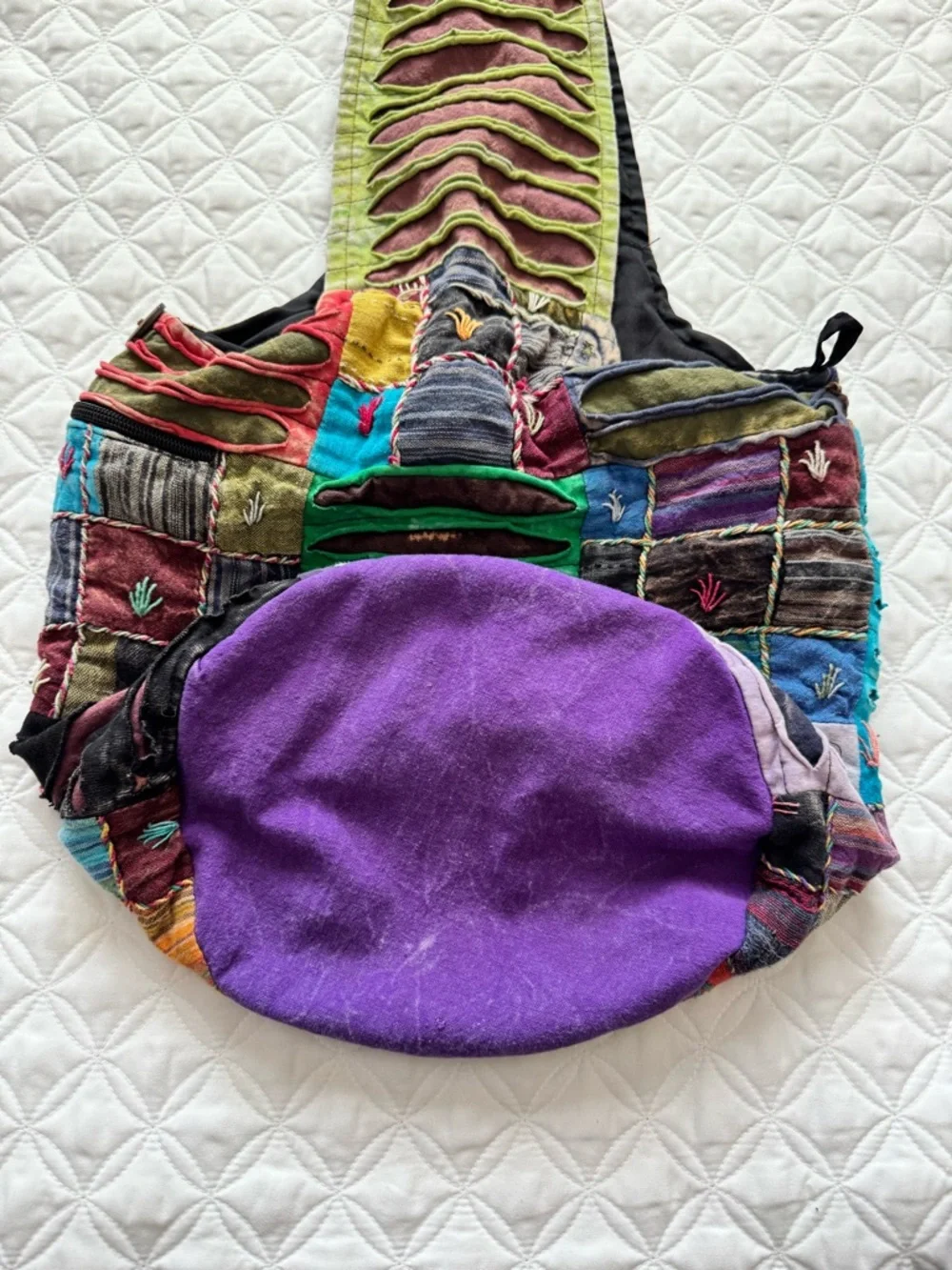 Multicolor Razor Cut Patchwork Hippie Boho Hobo Shoulder Bag Purse